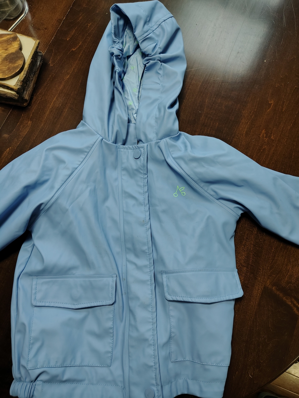 Light Blue Girls Hooded Rain Jacket